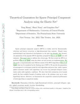 Theoretical Guarantees for Sparse Principal Component Analysis based on
  the Elastic Net