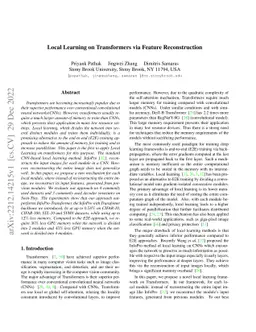 Local Learning on Transformers via Feature Reconstruction