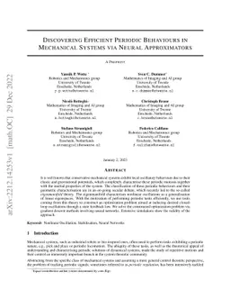 Discovering Efficient Periodic Behaviours in Mechanical Systems via
  Neural Approximators