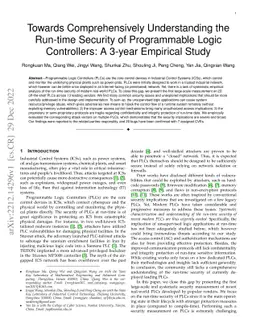 Towards Comprehensively Understanding the Run-time Security of
  Programmable Logic Controllers: A 3-year Empirical Study