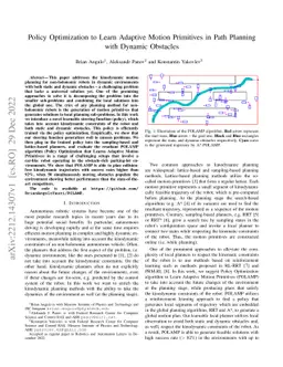 Policy Optimization to Learn Adaptive Motion Primitives in Path Planning
  with Dynamic Obstacles