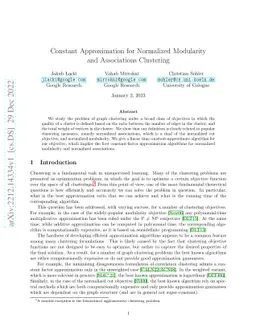 Constant Approximation for Normalized Modularity and Associations
  Clustering