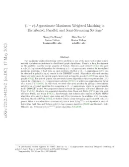 $(1-ε)$-Approximate Maximum Weighted Matching in Distributed,
  Parallel, and Semi-Streaming Settings