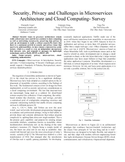 Security, Privacy and Challenges in Microservices Architecture and Cloud
  Computing- Survey