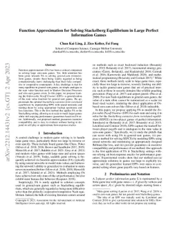 Function Approximation for Solving Stackelberg Equilibrium in Large
  Perfect Information Games