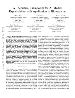 A Theoretical Framework for AI Models Explainability with Application in
  Biomedicine