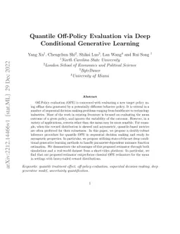 Quantile Off-Policy Evaluation via Deep Conditional Generative Learning