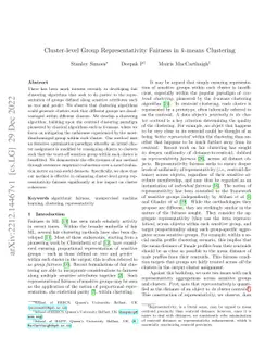 Cluster-level Group Representativity Fairness in $k$-means Clustering