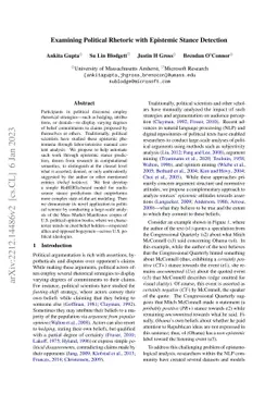 Examining Political Rhetoric with Epistemic Stance Detection