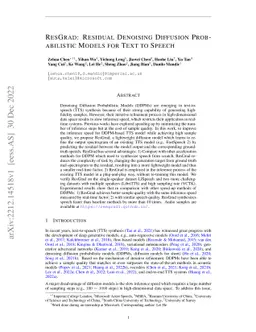 ResGrad: Residual Denoising Diffusion Probabilistic Models for Text to
  Speech