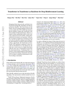 Transformer in Transformer as Backbone for Deep Reinforcement Learning