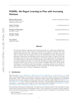 POMRL: No-Regret Learning-to-Plan with Increasing Horizons