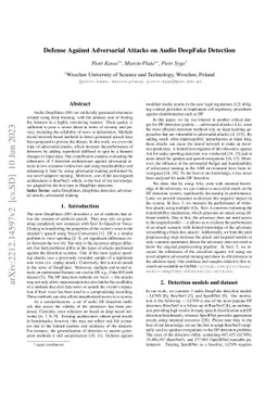 Defense Against Adversarial Attacks on Audio DeepFake Detection