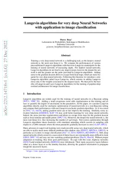 Langevin algorithms for very deep Neural Networks with application to
  image classification