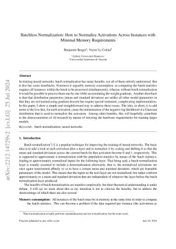 Batchless Normalization: How to Normalize Activations with just one
  Instance in Memory