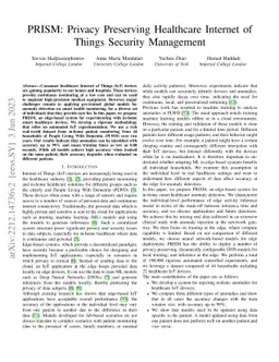 PRISM: Privacy Preserving Healthcare Internet of Things Security
  Management