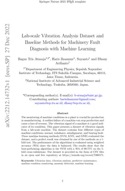 Lab-scale Vibration Analysis Dataset and Baseline Methods for Machinery
  Fault Diagnosis with Machine Learning