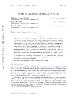 On the Interpretability of Attention Networks