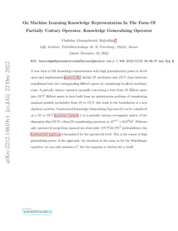 On Machine Learning Knowledge Representation In The Form Of Partially
  Unitary Operator. Knowledge Generalizing Operator