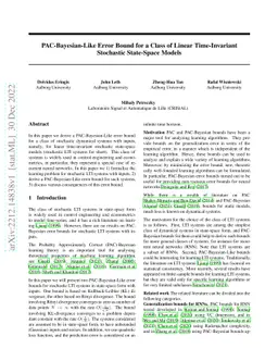 PAC-Bayesian-Like Error Bound for a Class of Linear Time-Invariant
  Stochastic State-Space Models