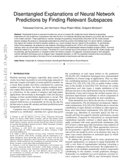 Disentangled Explanations of Neural Network Predictions by Finding
  Relevant Subspaces