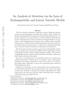 An Analysis of Attention via the Lens of Exchangeability and Latent
  Variable Models