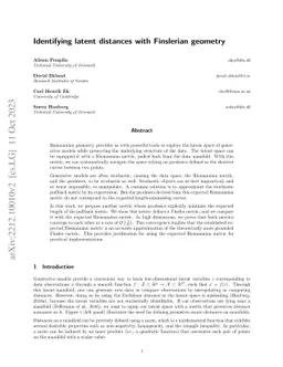 Identifying latent distances with Finslerian geometry