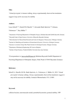'Virtual pivot point' in human walking: always experimentally observed
  but simulations suggest it may not be necessary for stability