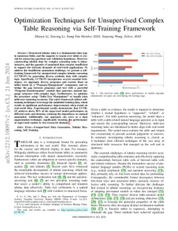 Optimization Techniques for Unsupervised Complex Table Reasoning via
  Self-Training Framework