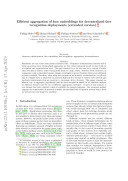 Efficient aggregation of face embeddings for decentralized face
  recognition deployments (extended version)