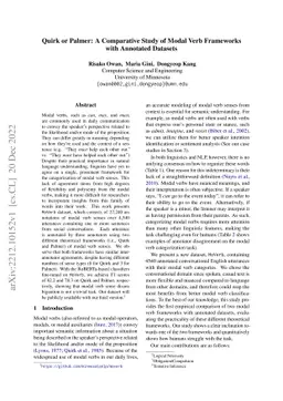 Quirk or Palmer: A Comparative Study of Modal Verb Frameworks with
  Annotated Datasets