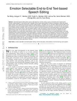 Emotion Selectable End-to-End Text-based Speech Editing