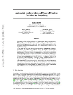 Automated Configuration and Usage of Strategy Portfolios for Bargaining
