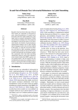 In and Out-of-Domain Text Adversarial Robustness via Label Smoothing