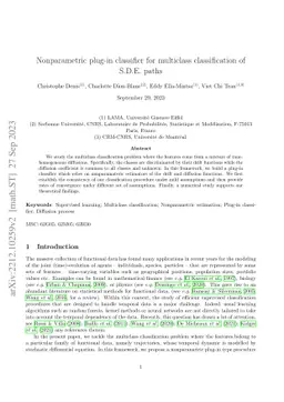 Nonparametric plug-in classifier for multiclass classification of S.D.E.
  paths