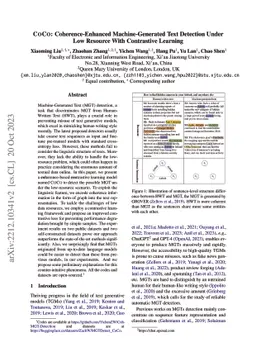 CoCo: Coherence-Enhanced Machine-Generated Text Detection Under Data
  Limitation With Contrastive Learning