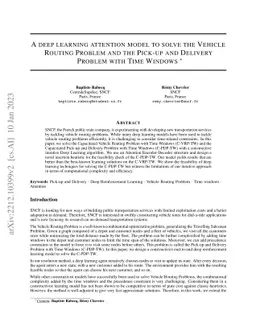 A deep learning Attention model to solve the Vehicle Routing Problem and
  the Pick-up and Delivery Problem with Time Windows