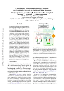 ClarifyDelphi: Reinforced Clarification Questions with Defeasibility
  Rewards for Social and Moral Situations