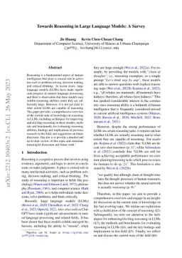 Towards Reasoning in Large Language Models: A Survey