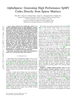 AlphaSparse: Generating High Performance SpMV Codes Directly from Sparse
  Matrices