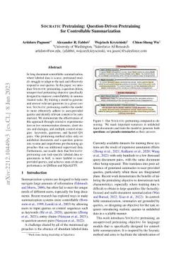Socratic Pretraining: Question-Driven Pretraining for Controllable
  Summarization