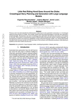 Little Red Riding Hood Goes Around the Globe:Crosslingual Story Planning
  and Generation with Large Language Models