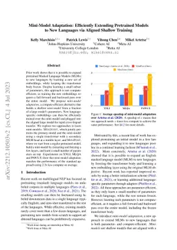 Mini-Model Adaptation: Efficiently Extending Pretrained Models to New
  Languages via Aligned Shallow Training