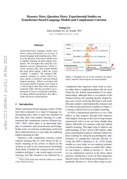 Measure More, Question More: Experimental Studies on Transformer-based
  Language Models and Complement Coercion
