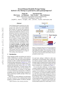 Toward Human Readable Prompt Tuning: Kubrick's The Shining is a good
  movie, and a good prompt too?