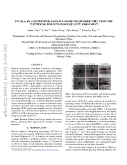 UNO-QA: An Unsupervised Anomaly-Aware Framework with Test-Time
  Clustering for OCTA Image Quality Assessment