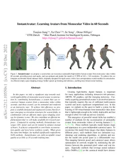 InstantAvatar: Learning Avatars from Monocular Video in 60 Seconds