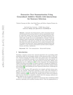 Extractive Text Summarization Using Generalized Additive Models with
  Interactions for Sentence Selection
