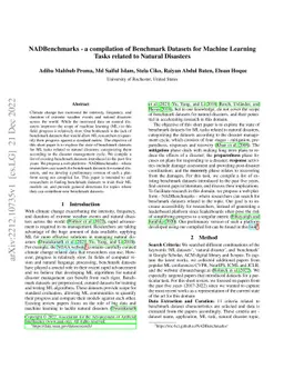 NADBenchmarks -- a compilation of Benchmark Datasets for Machine
  Learning Tasks related to Natural Disasters
