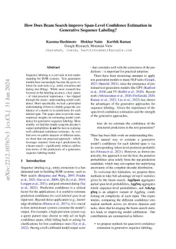 How Does Beam Search improve Span-Level Confidence Estimation in
  Generative Sequence Labeling?